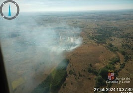 Incendio de esta mañana en Santovenia de la Valdoncina.