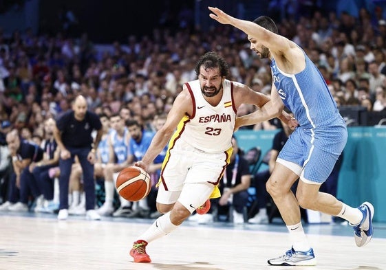 Sergio Llull, en el partido ante Grecia de este martes.