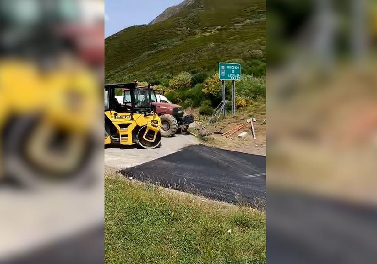 Trabajos en la vertiente leonesa de La Farrapona.