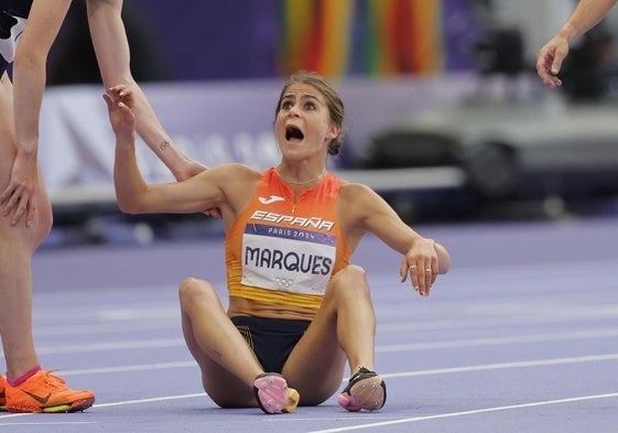 La atleta española Agueda Marqués en la semifinal femenina de 1500m, en el marco de los Juegos Olímpicos París 2024, este jueves, en la capital gala.