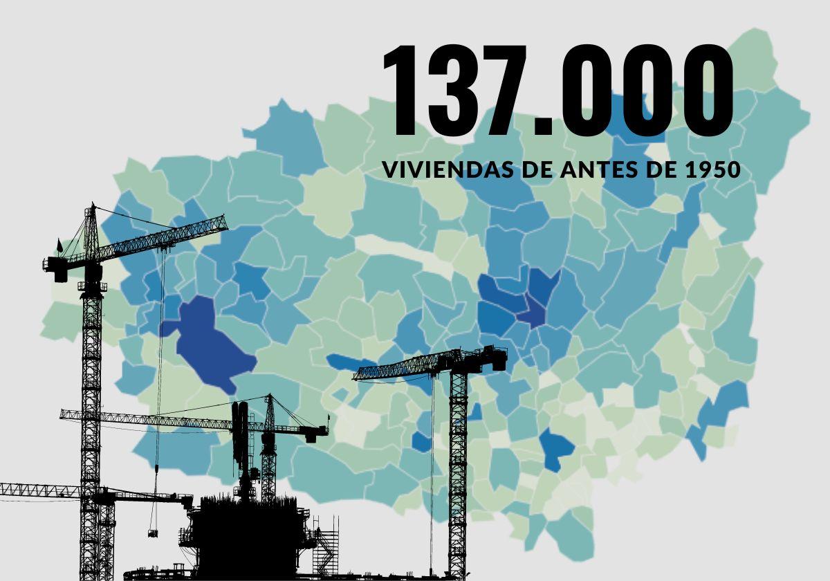 Mapa interactivo de la antigüedad de las viviendas en la provincia.