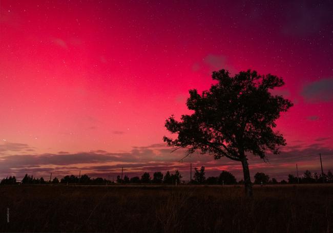 La aurora boreal desde la Carretera de Asturias.