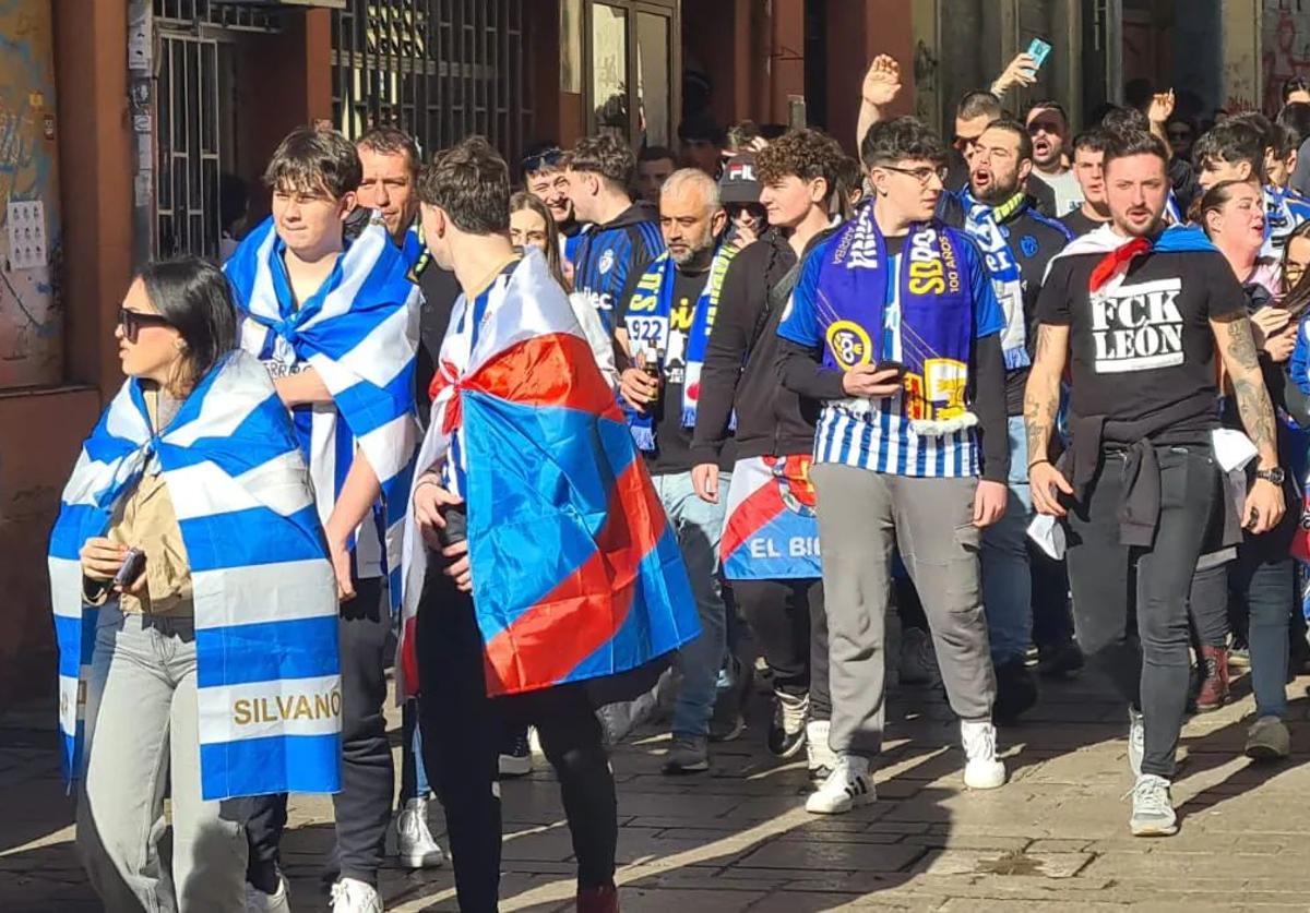 La afición de la Deportiva cambia su punto de encuentro en León