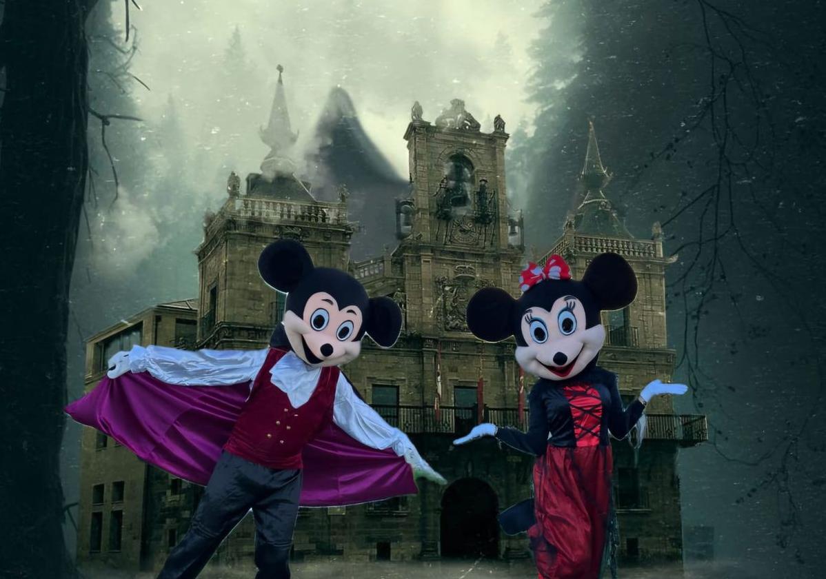 Cartel anunciando la presencia de Mickey y Mnnie en Astorga.