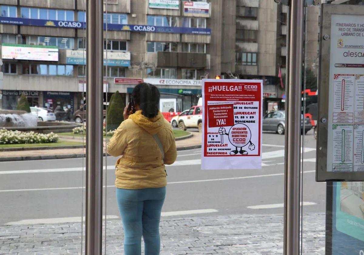 Huelga de autobuses en León.