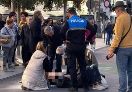 La luminaria caída y un herido en Ordoño II.