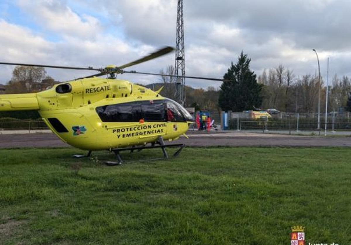 Helicóptero movilizado para rescatar al ciclista.