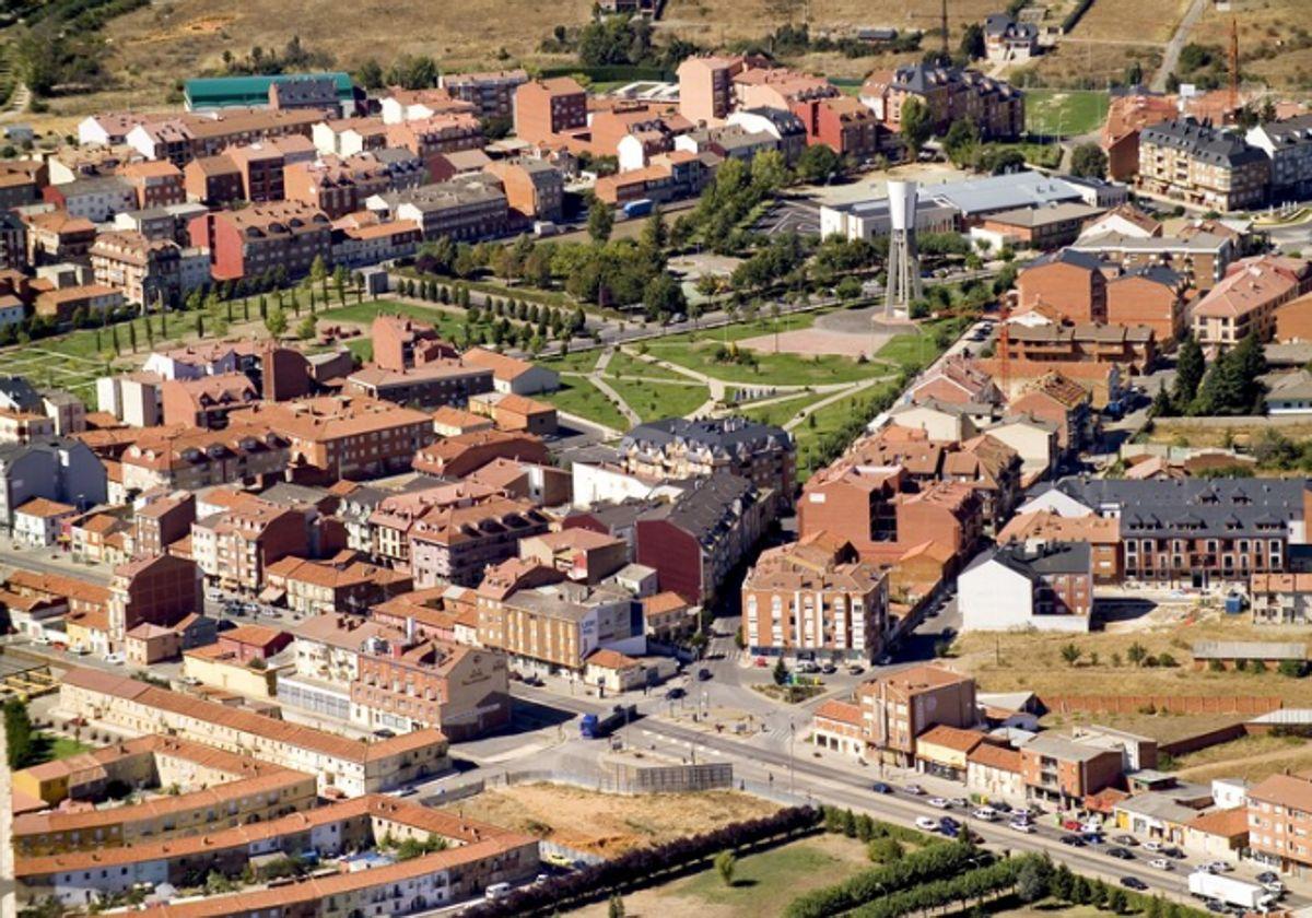 Vista aérea de la localidad de La Virgen del Camino.