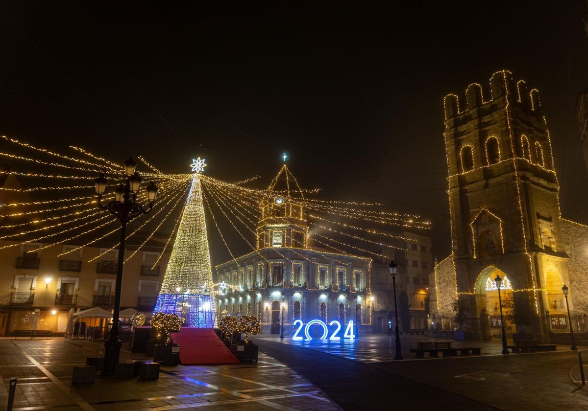 Plaza Mayor de La Bañeza en Navidad