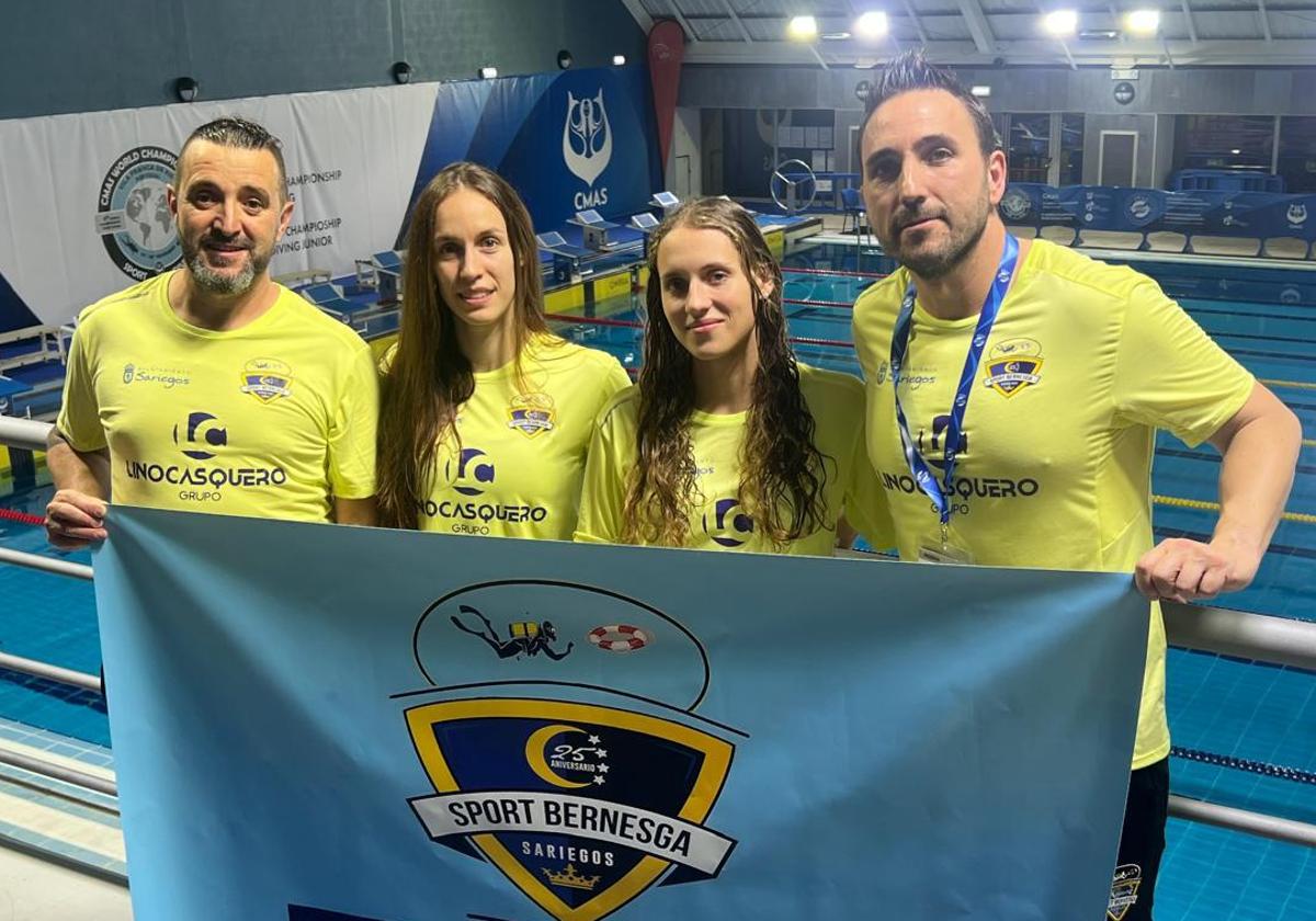 Integrantes del equipo del Sport del Bernesga que se han proclamado campeones del mundo de buceo deportivo.