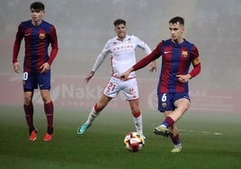 Marc Casadó, en el partido de la pasada temporada del Barça Atlètic en León.