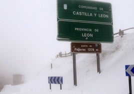 Nieve en el puerto de Pajares.