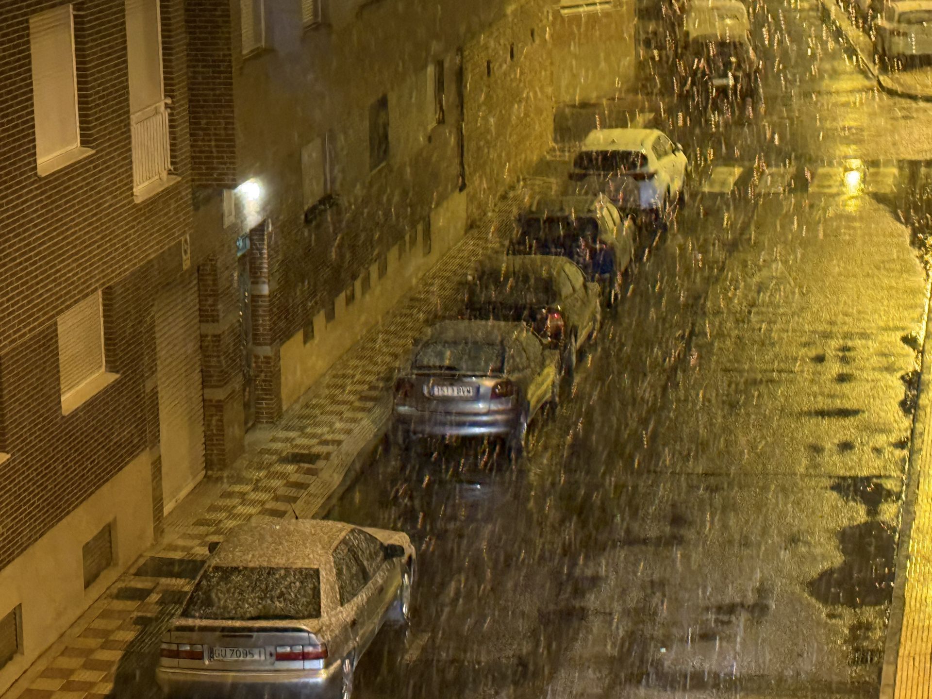 Inicio de la nevada en Villaobispo de las Regueras