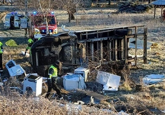 Imagen del único accidente mortal de la provincia de León en enero, en Toreno.