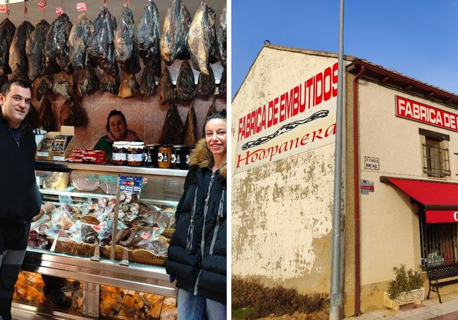 Fausto, Lorena y Cristina dentro de su fábrica de embutidos en Santas Martas.