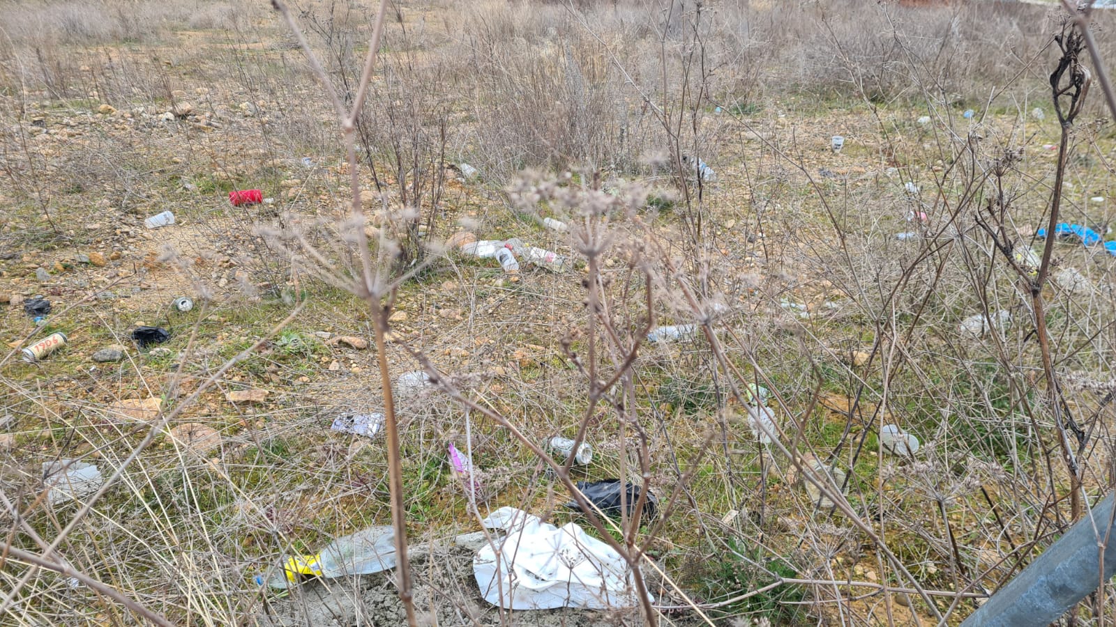 Basura acumulada junto a la estación de trenes