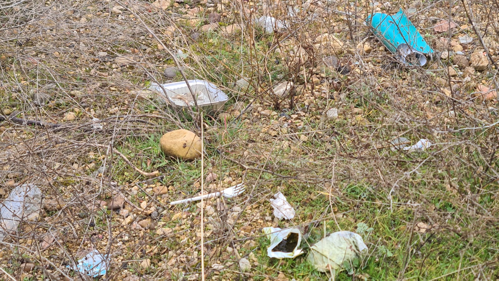 Basura acumulada junto a la estación de trenes