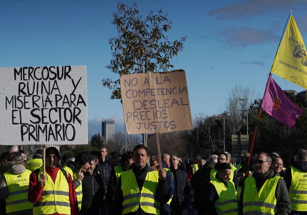 El sector agrario y ganadero, convocado por Unaspi, protesta ante las Cortes, bajo el lema 'Por el futuro del campo español, quedarse en casa no es la solución'.