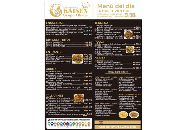 Carta del restaurante