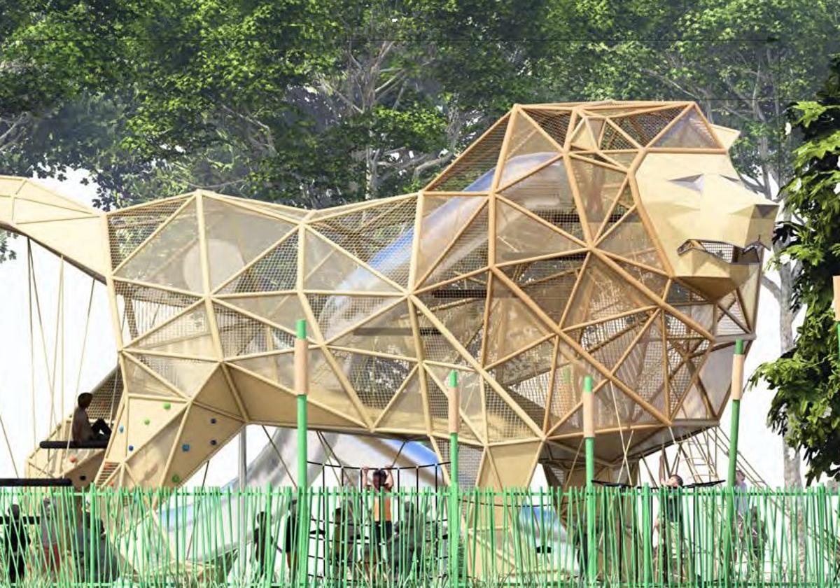 Un nuevo parque infantil con un gran león de más de seis metros de altura dará vida a Eras