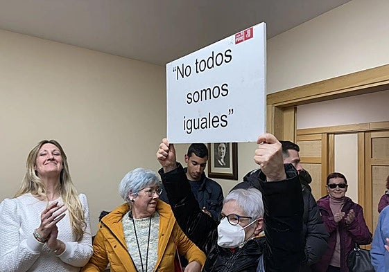 Una militante que apoyó a Diego Moreno el domingo en la sede del PSOE.