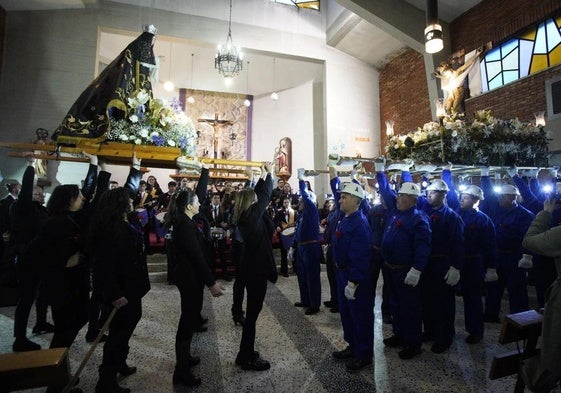 Acto de la procesión de los mineros en Caboalles de Abajo