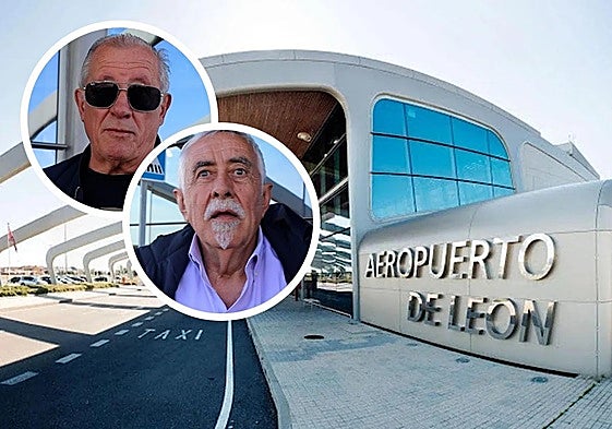 Aeropuerto de León. En las imágenes anexas, los viajeros Mariano Caurel y José Cano.