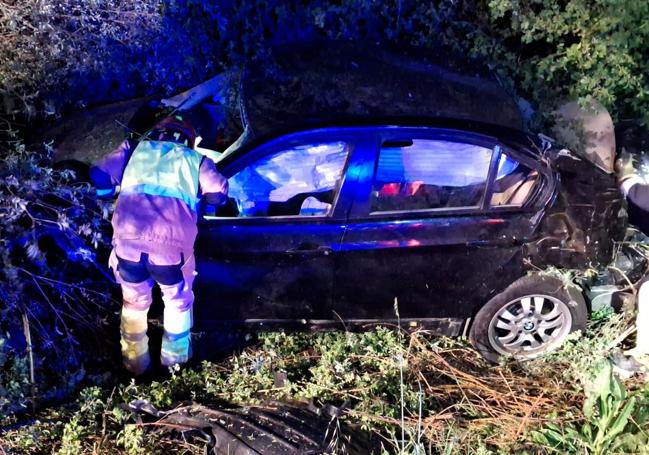 Intervención en el accidente en Villadangos.