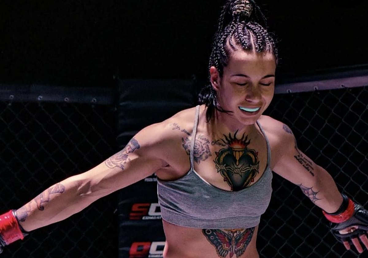 La leonesa María Rodríguez durante una pelea.