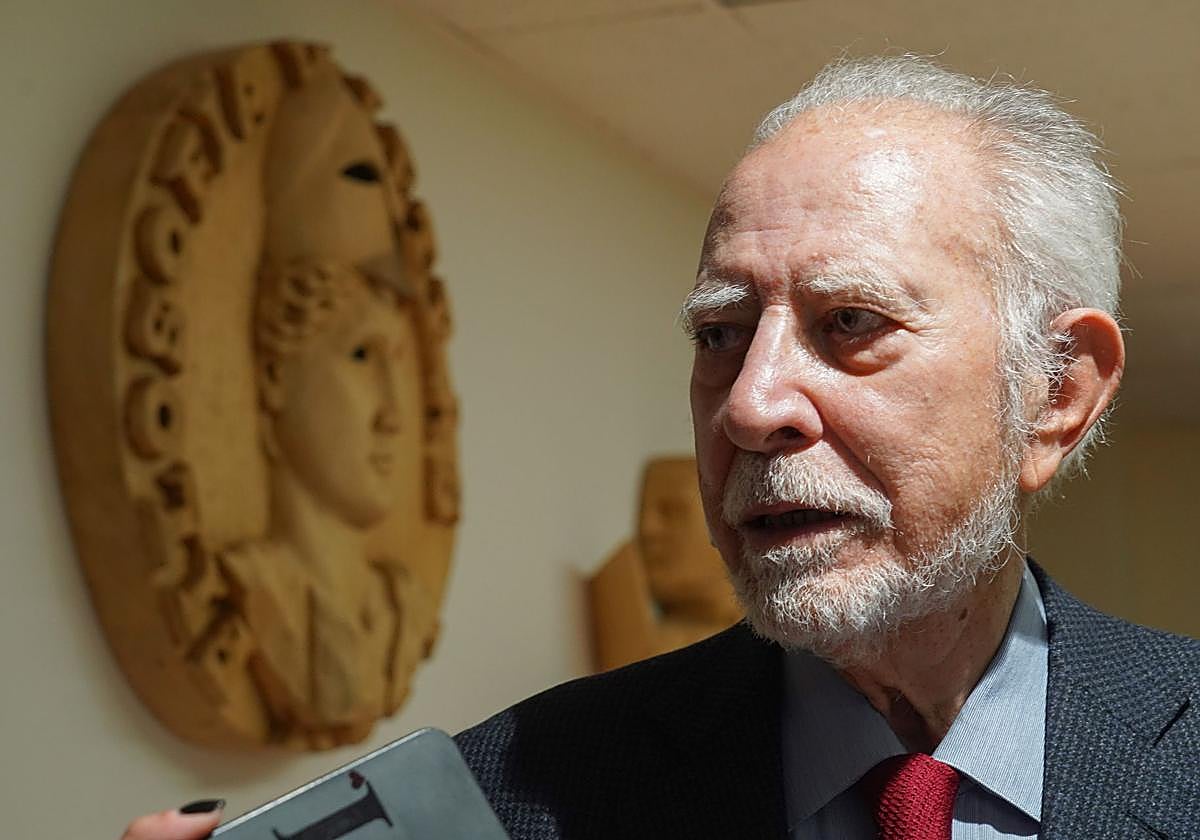 José María Merino en León este miércoles.