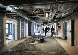 El centro de salud de Pinilla en plenas obras en enero de 2025.