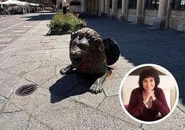 Foto captada por la escritora y una imagen de su promoción en la Fería del Libro.