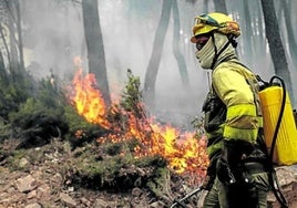 Imagen de archivo de un bombero forestal.