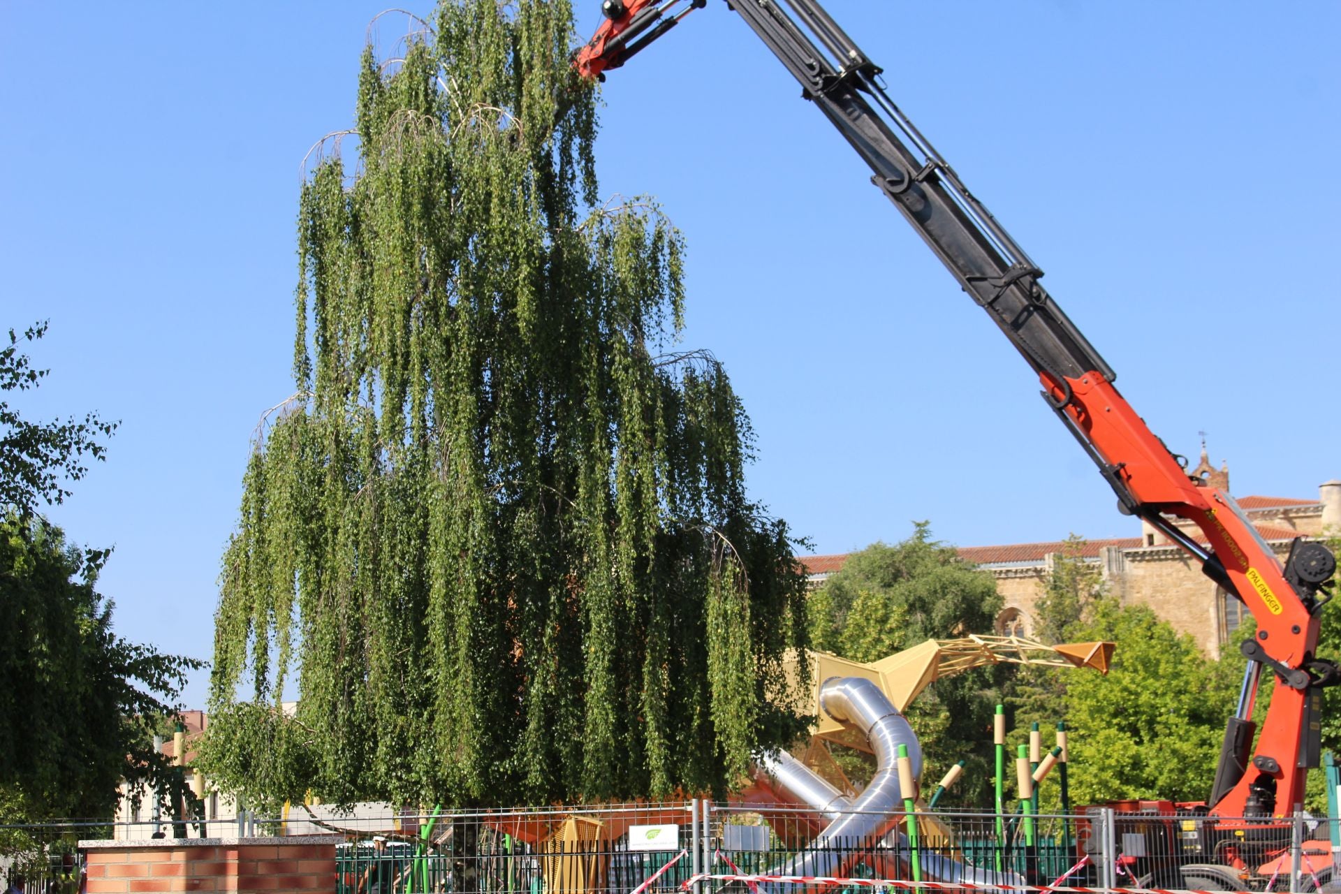 Últimos retoques del león gigante de los Pendones Leoneses
