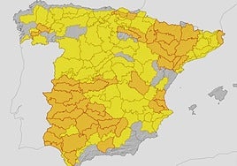 El mapa de avisos de la Aemet son alertas de calor en El Bierzo y de tormentas en la cordillera leonesa.