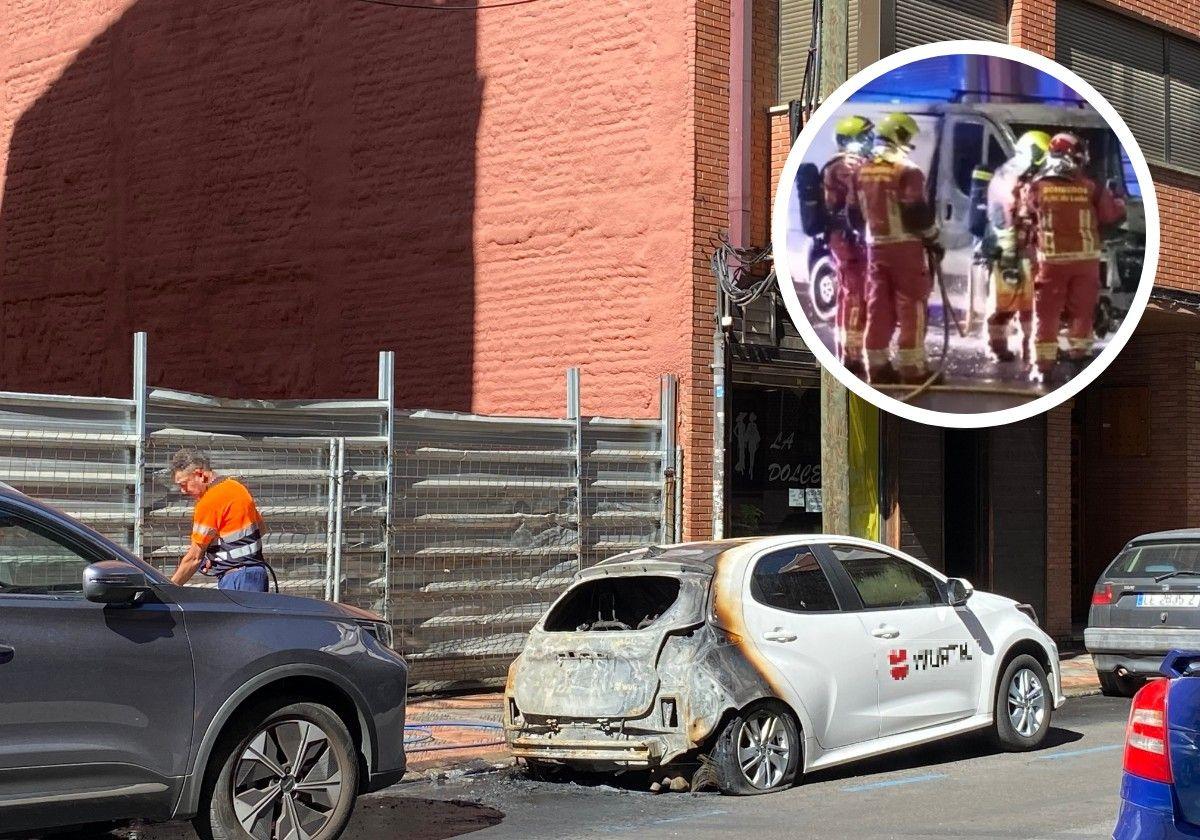 Foto del estado del coche tras arder la pasada madrugada.