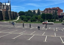 Repintado en el parking de Astorga.
