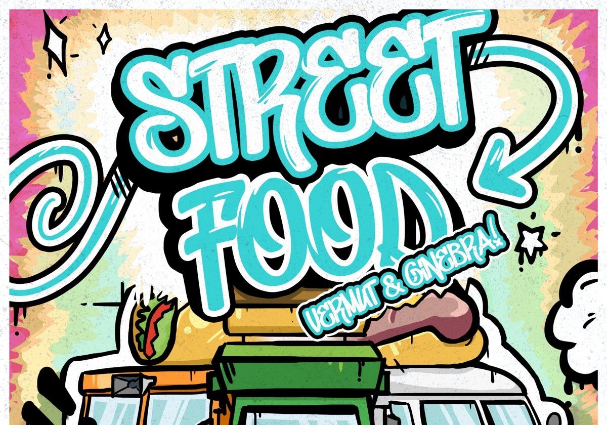Cartel de Street Food: Vermut & Ginebra