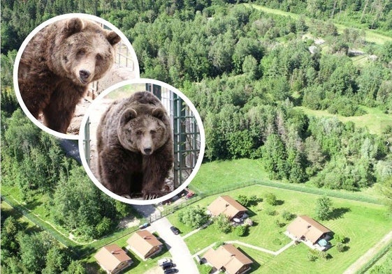En grande el santuario en Alemania y, en pequeño, Ponderoso y Luna.