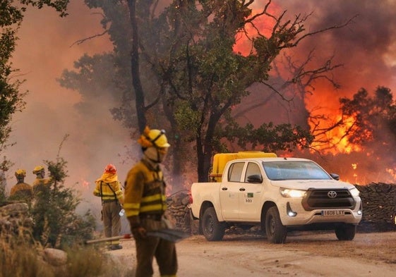 Brigadistas en un incenido.