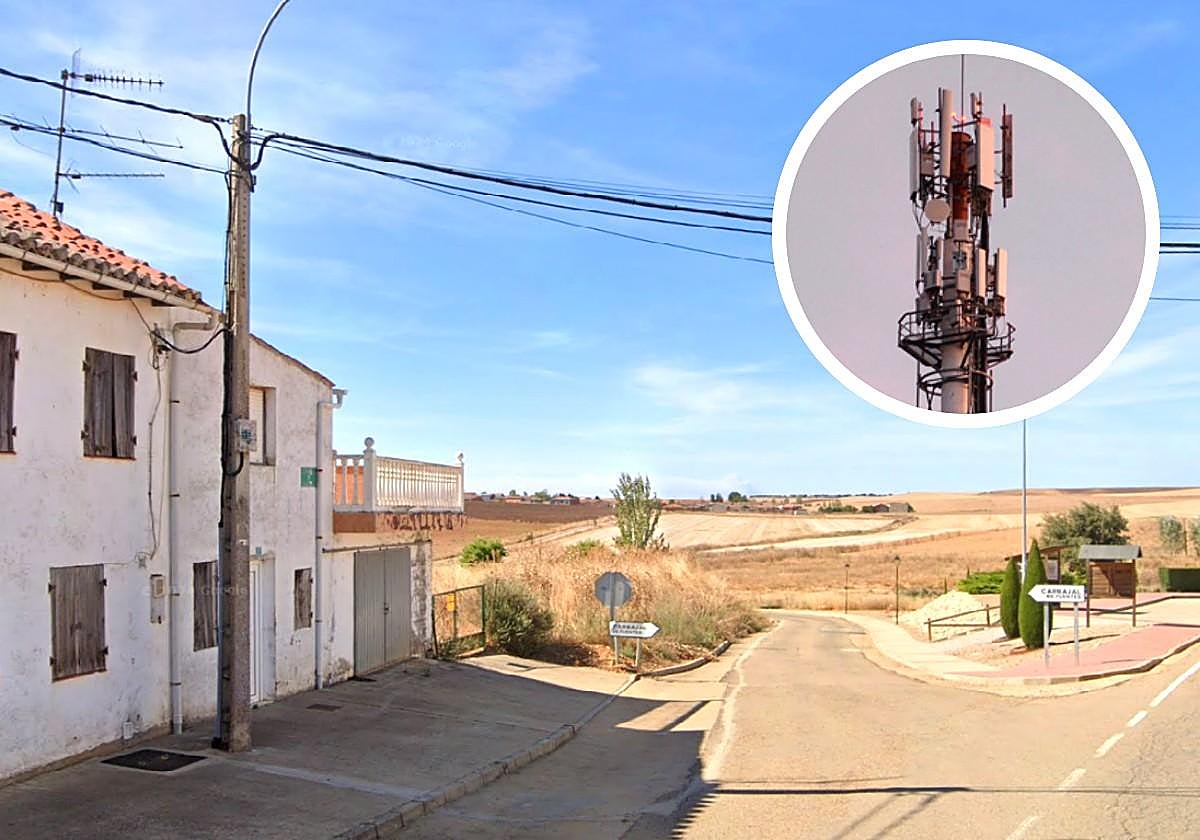 Carbajal de Fuentes, en el horizonte, visto desde Fuentes de Carbajal.