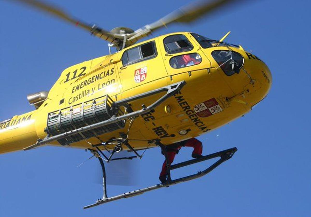 Imagen del helicóptero del Servicio de Emergencias 112 de la Junta de Castilla y León.