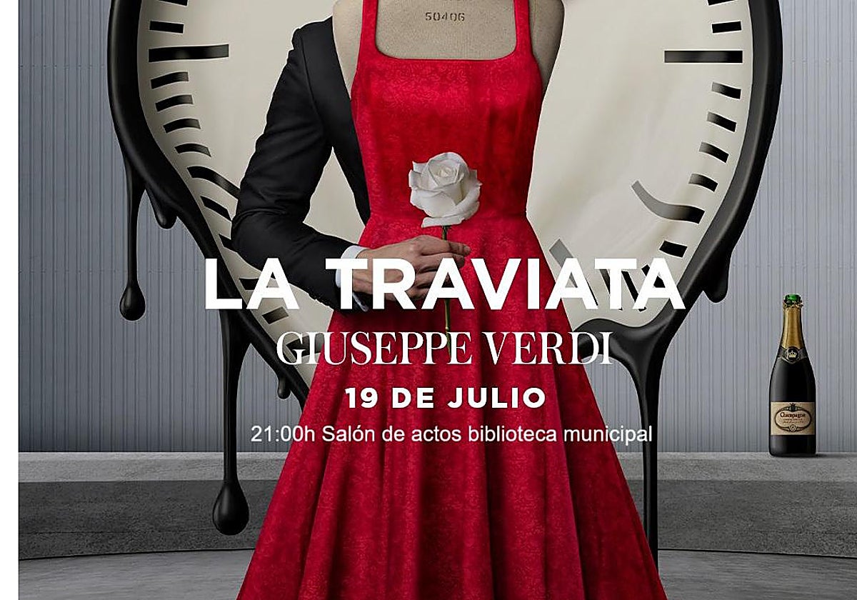 Cartel oficial de la retransmisión de La Traviata en la Biblioteca municipal de Astorga