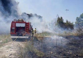 Fuego cerca de la Escuela de Ingeniería Agraria y Forestal de León.