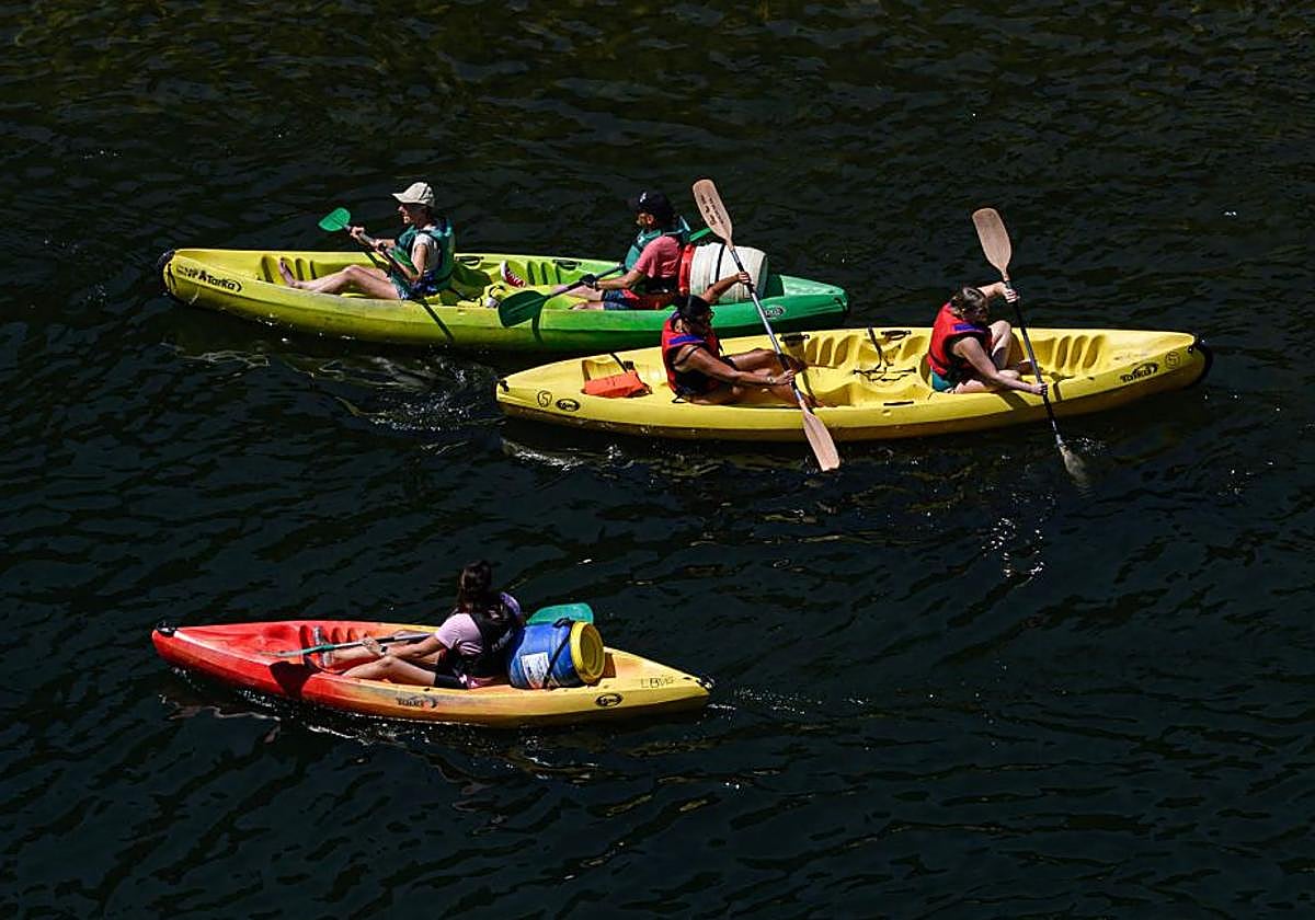 Un grupo de canoas en una imagen de archivo.
