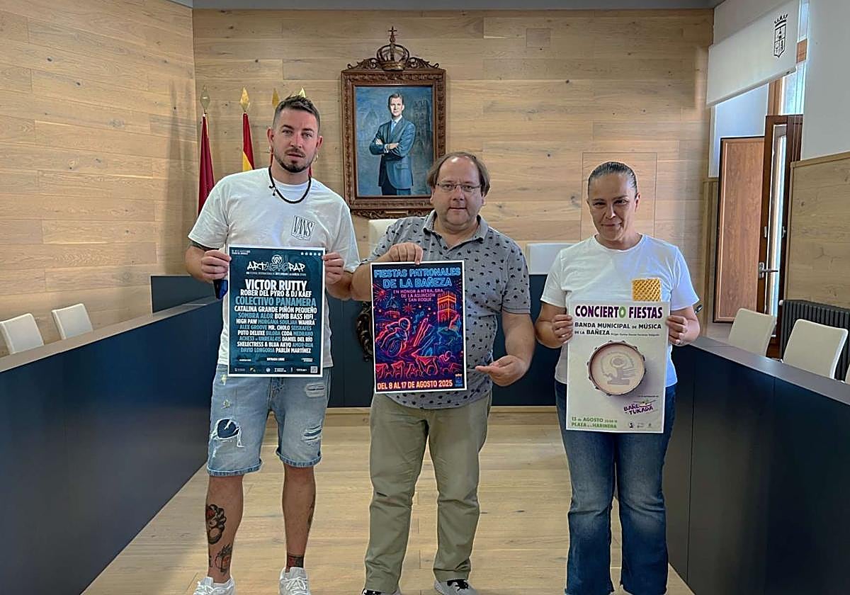 Imagen de la presentación del programa y el cartel de las fiestas patronales de La Bañeza.