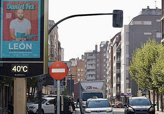Un termómetro marca 40º en León este miércoles 6 de julio.
