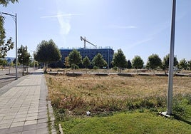 Uno de los solares que no tiene valla y presenta desnivel respecto a la acera.