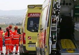 Dos ambulancias en un accidente en Segovia.