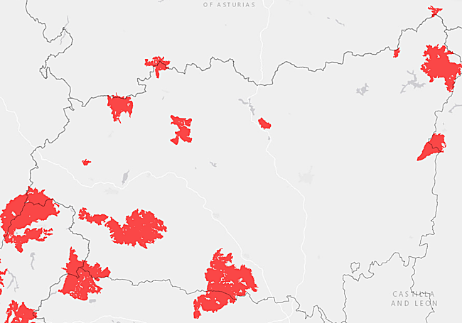 Visión de los grandes incendios que han afectado a León este mes en la web edu.forestry.es.